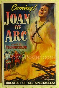 3r500 JOAN OF ARC teaser one-sheet '48 completely different art of Ingrid Bergman chained & burned!