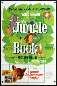 3r507 JUNGLE BOOK /CHARLIE THE LONESOME COUGAR one-sheet '67 Walt Disney's classic safari of laughs!