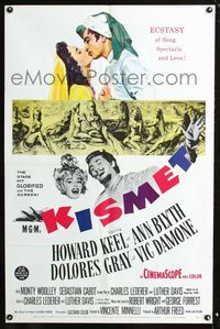 3r513 KISMET one-sheet movie poster '56 Howard Keel, Ann Blyth, ecstasy of song, spectacle & love!