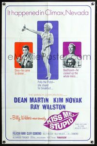 3r515 KISS ME, STUPID one-sheet '65 directed by Billy Wilder, Kim Novak, Dean Martin, Ray Walston