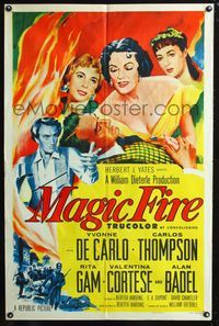 3r562 MAGIC FIRE one-sheet movie poster '55 Dieterle, Yvonne De Carlo, Alan Badel as Richard Wagner!