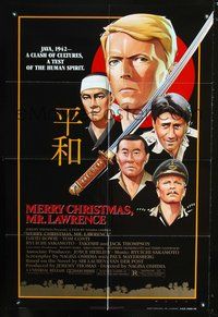 3r594 MERRY CHRISTMAS MR. LAWRENCE one-sheet '83 really cool art of David Bowie & cast by Makhi!
