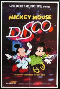 3r596 MICKEY MOUSE DISCO one-sheet poster '79 Disney cartoon, Mickey & Minnie Mouse disco dancing!