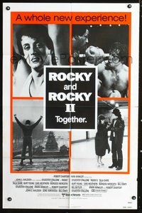 3r727 ROCKY /ROCKY II one-sheet '80 Sylvester Stallone boxing classic double-bill, great images!