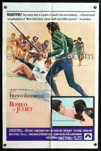 3r734 ROMEO & JULIET style B one-sheet '69 Zeffirelli's version of William Shakespeare's play!