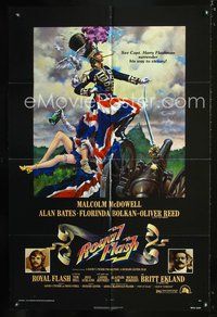 3r738 ROYAL FLASH one-sheet poster '75 Alan Bates, great art of Malcolm McDowell draped in flag!