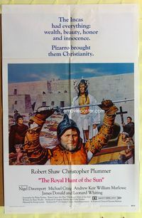 3r739 ROYAL HUNT OF THE SUN 1sh '69 Christopher Plummer, cool image of Robert Shaw as conquistador!