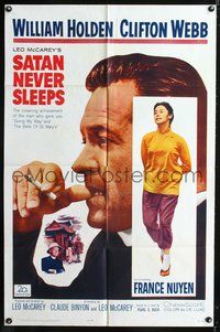 3r755 SATAN NEVER SLEEPS one-sheet '62 Leo McCarey, William Holden, Clifton Webb, France Nuyen