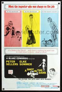 3r776 SHOT IN THE DARK one-sheet '64 Peter Sellers the sleuth, Blake Edwards, sexy Elke Sommer!