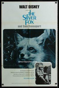 3r782 SILVER FOX & SAM DAVENPORT one-sheet movie poster '73 Roy Edward Disney, cute image of fox!