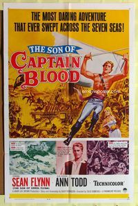 3r802 SON OF CAPTAIN BLOOD one-sheet '63 giant full-length image of barechested pirate Sean Flynn!