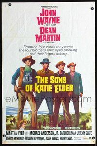 3r805 SONS OF KATIE ELDER one-sheet movie poster '65 cool image of cowboys John Wayne & Dean Martin!