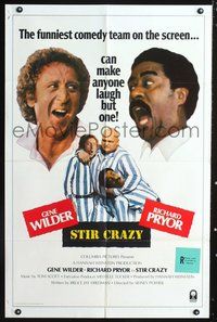 3r831 STIR CRAZY int'l 1sheet '80 Gene Wilder & Richard Pryor in jail, directed by Sidney Poitier!