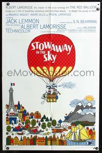 3r832 STOWAWAY IN THE SKY 1sheet '62 from Albert Lamorisse of Red Balloon fame, cool art by Einsel!