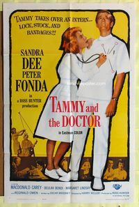 3r859 TAMMY & THE DOCTOR one-sheet poster '63 Harry Keller, Peter Fonda, sexy nurse Sandra Dee!