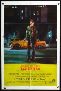 3r862 TAXI DRIVER one-sheet '76 classic artwork of Robert De Niro, directed by Martin Scorsese!
