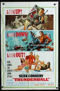 3r889 THUNDERBALL one-sheet poster '65 art of Sean Connery as James Bond 007 by Robert McGinnis!