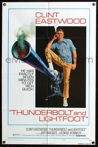3r890 THUNDERBOLT & LIGHTFOOT style C one-sheet '74 cool artwork of Clint Eastwood with HUGE gun!