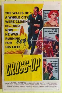 3r892 TIGER BY THE TAIL one-sheet movie poster '57 Larry Parks was running for his life, Cross-Up!