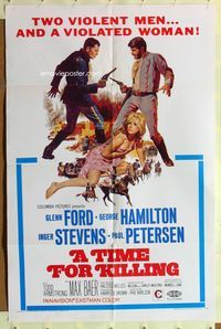 3r895 TIME FOR KILLING one-sheet poster '67 art of Glenn Ford, George Hamilton & sexy Inger Stevens!