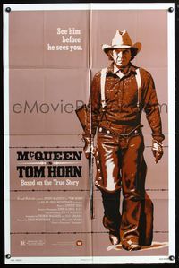 3r899 TOM HORN one-sheet poster '80 they couldn't bring enough men to bring Steve McQueen down!