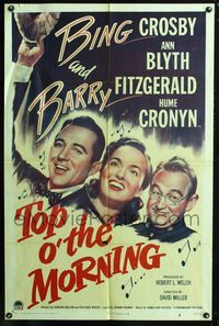 3r904 TOP O' THE MORNING one-sheet poster '49 Bing Crosby & Barry Fitzgerald find the Blarney Stone!