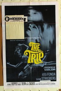 3r915 TRIP one-sheet '67 AIP, written by Jack Nicholson, LSD, wild sexy psychedelic drug image!