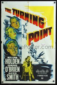 3r918 TURNING POINT one-sheet poster '52 William Holden, Edmond O'Brien, Alexis Smith, film noir!