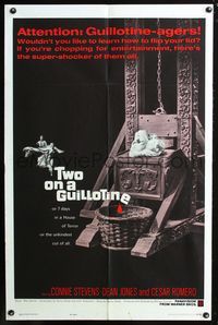 3r929 TWO ON A GUILLOTINE one-sheet '65 7 days in a house of terror, or the unkindest cut of all!