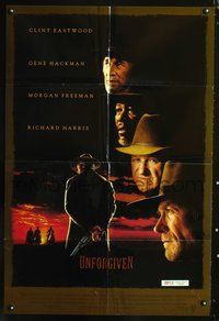 3r930 UNFORGIVEN int'l 1sheet '92 classic image of gunslinger Clint Eastwood with his back turned!