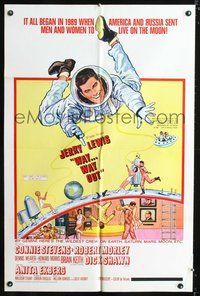 3r960 WAY WAY OUT one-sheet movie poster '66 astronaut Jerry Lewis sent to live on the moon in 1989!