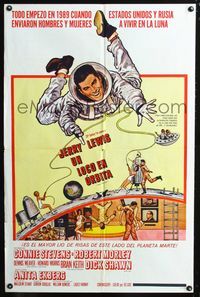 3r961 WAY WAY OUT Spanish/U.S. one-sheet '66 wacky astronaut Jerry Lewis sent to live on the moon in 1989!