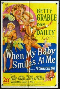 3r966 WHEN MY BABY SMILES AT ME one-sheet poster '48 great images of sexy Betty Grable & Dan Dailey!