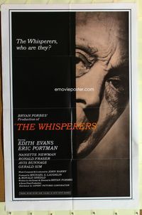 3r970 WHISPERERS one-sheet movie poster '67 Brian Forbes, really interesting super close up image!