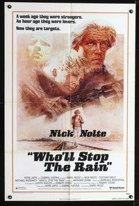 3r974 WHO'LL STOP THE RAIN one-sheet poster '78 artwork of Nick Nolte & Tuesday Weld by Tom Jung!