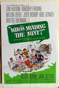 3r976 WHO'S MINDING THE MINT one-sheet movie poster '67 great wacky Jack Rickard bank robbery art!