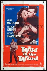 3r979 WILD IS THE WIND one-sheet movie poster '58 Anna Magnani, Anthony Quinn, Anthony Franciosa