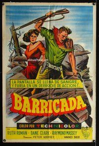 3t598 BARRICADE Argentinean movie poster '50 Jack London, Ruth Roman is a treasure to fight for!