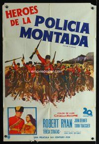 3t623 CANADIANS Argentinean poster '61 cool image of Robert Ryan & Royal Mounted Police charging!