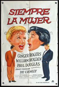 3t660 FOREVER FEMALE Argentinean poster '54 Ginger Rogers, William Holden, Paul Douglas, Pat Crowley