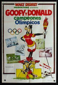 3t668 GOOFY & DONALD OLYMPIC CHAMPIONS Argentinean '60s Disney, wonderful cartoon sports images!