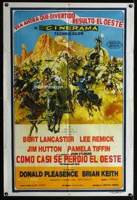 3t676 HALLELUJAH TRAIL Argentinean poster '65 John Sturges, Burt Lancaster, great wagon train art!