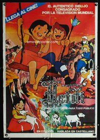 3t681 HEIDI Argentinean movie poster '74 cool Japanese anime version of Johanna Spyri's story!