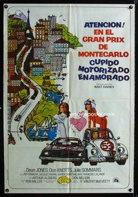 3t683 HERBIE GOES TO MONTE CARLO Argentinean '77 Disney, different art of Volkswagen car racing!