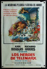 3t684 HEROES OF TELEMARK Argentinean '66Kirk Douglas & Richard Harris stop Nazis from making A-bomb