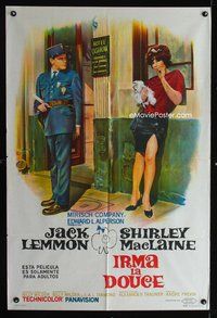3t695 IRMA LA DOUCE Argentinean '63 Wilder, different art of sexy Shirley MacLaine & Jack Lemmon!