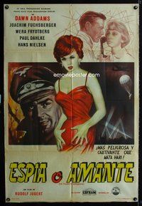 3t770 SCARLET BARONESS Argentinean movie poster '59 art of super sexy female spy Dawn Addams!