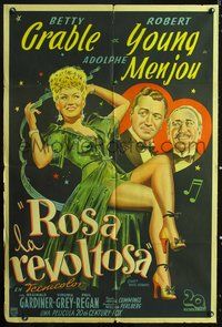 3t776 SWEET ROSIE O'GRADY Argentinean '43 art of sexy Betty Grable, Robert Young, Adolphe Menjou