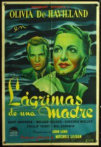 3t788 TO EACH HIS OWN Argentinean '46 artwork of flourescent green Olivia de Havilland by Essex!