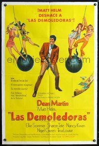 3t814 WRECKING CREW Argentinean movie poster '69 Dean Martin as Matt Helm with sexy spy babes!